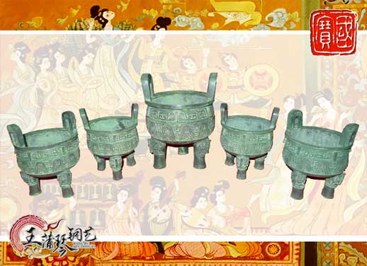 銅鼎，銅五鼎，中國鼎，佛像用鼎